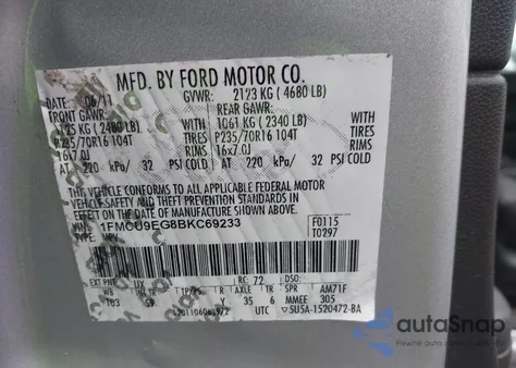 2011 Ford Escape Limited from USA, damaged, VIN 1FMCU9EG8BKC69233